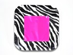 Platos Animal Print Negro-Rosado 7pulg x10  Importado